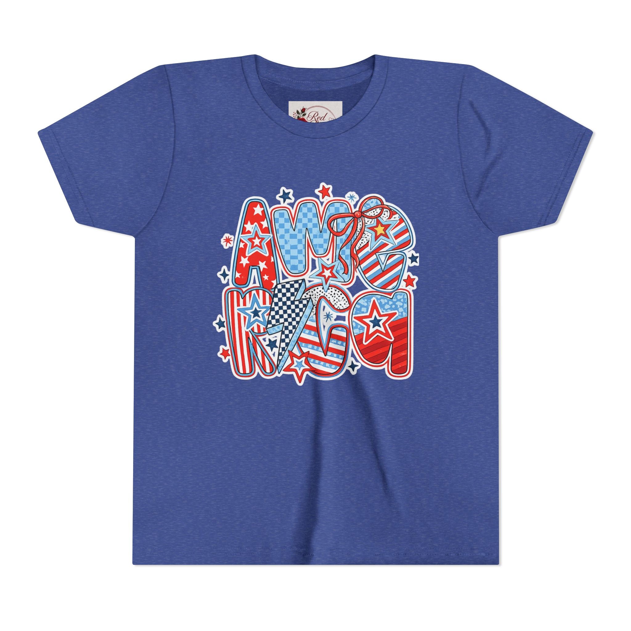 Youth Tee — Patriotic "America" Stars & Stripes Design (4th of July Kids Shirt)