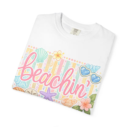 Beachin' T-Shirt — Tropical Summer Graphic Tee with Seashells & Sunglasses
