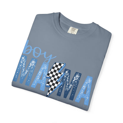 Boy Mama Lightning Bolt T-Shirt — Vintage Blue Mom Tee
