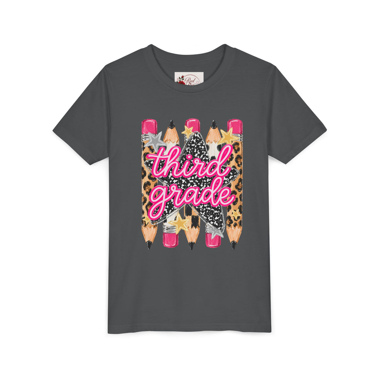 Third Grade Leopard Pencil Kids Tee — Back to School Youth Shirt
