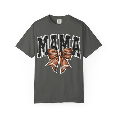 Mama Football Bow T-Shirt — Cute Mom Tailgate Tee for Game Day