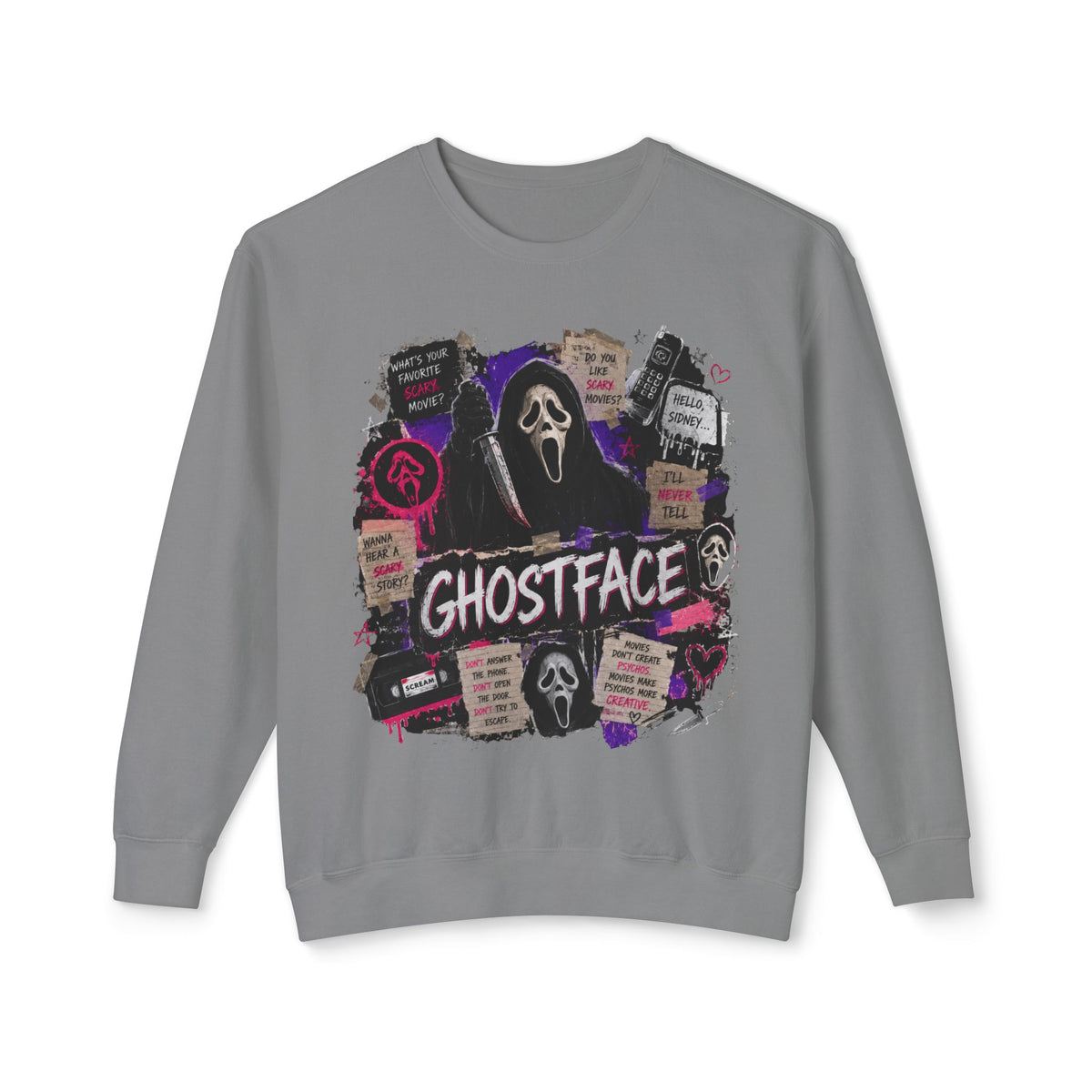 Ghostface Crewneck Sweatshirt – Halloween Horror Mask Graphic