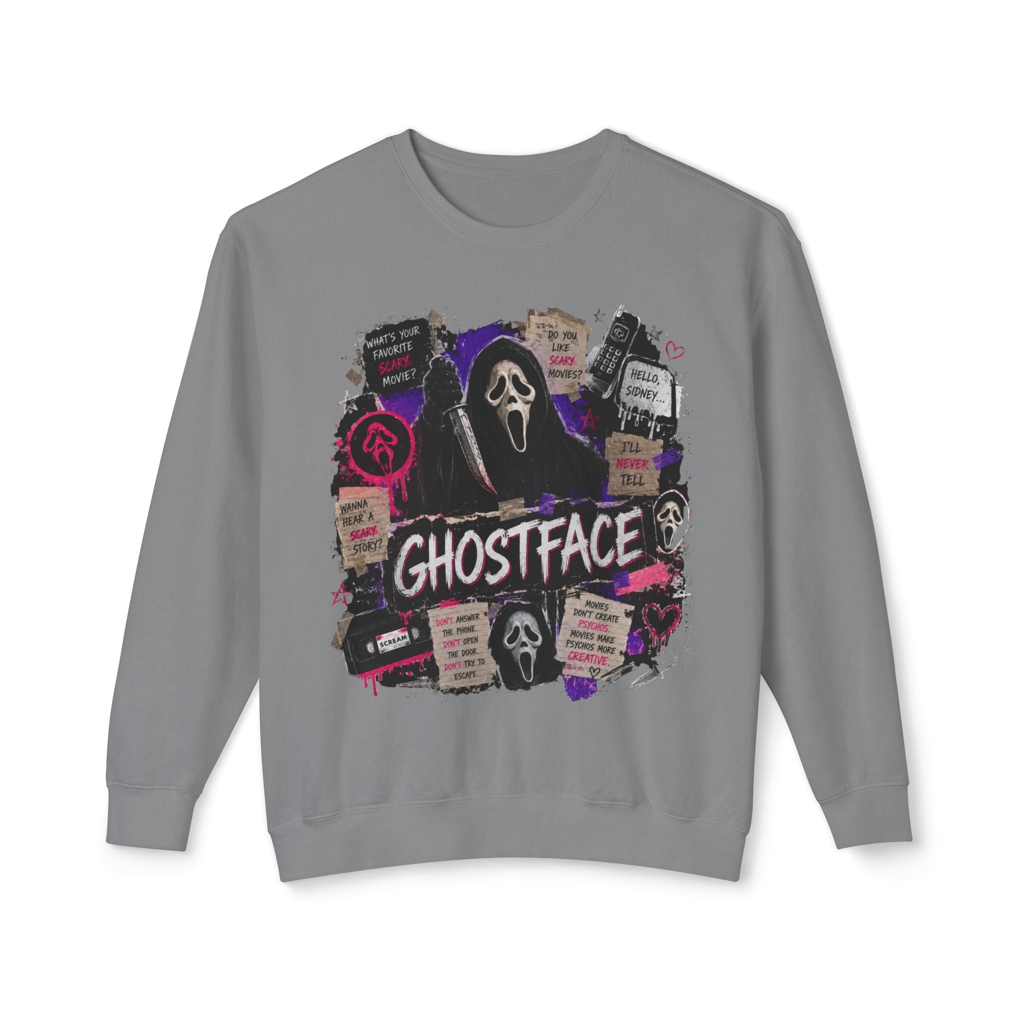 Ghostface Crewneck Sweatshirt – Halloween Horror Mask Graphic