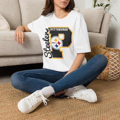 Pittsburgh Steelers P Letter T-Shirt – Retro Team Logo Tee
