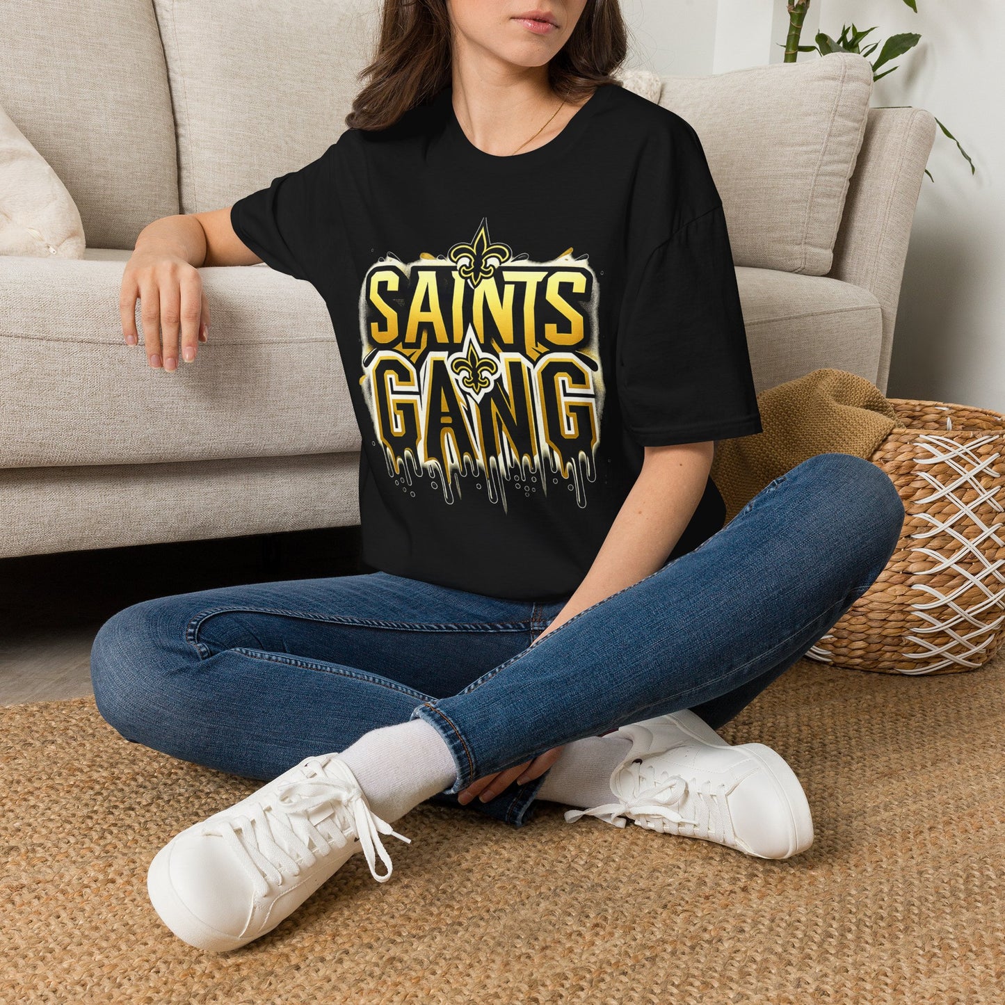 Saints Gang T-Shirt — New Orleans Football Fan Tee with Fleur-de-Lis Graphic
