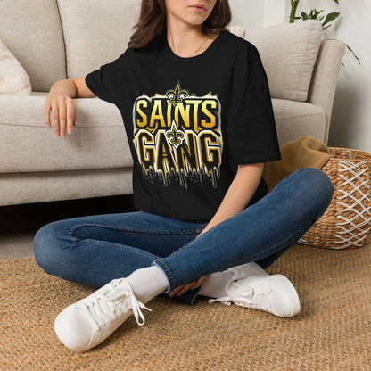 Saints Gang T-Shirt — New Orleans Football Fan Tee with Fleur-de-Lis Graphic