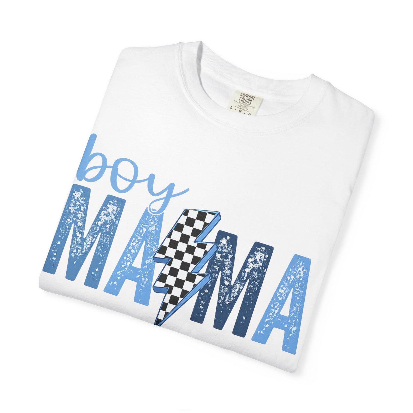 Boy Mama Lightning Bolt T-Shirt — Vintage Blue Mom Tee