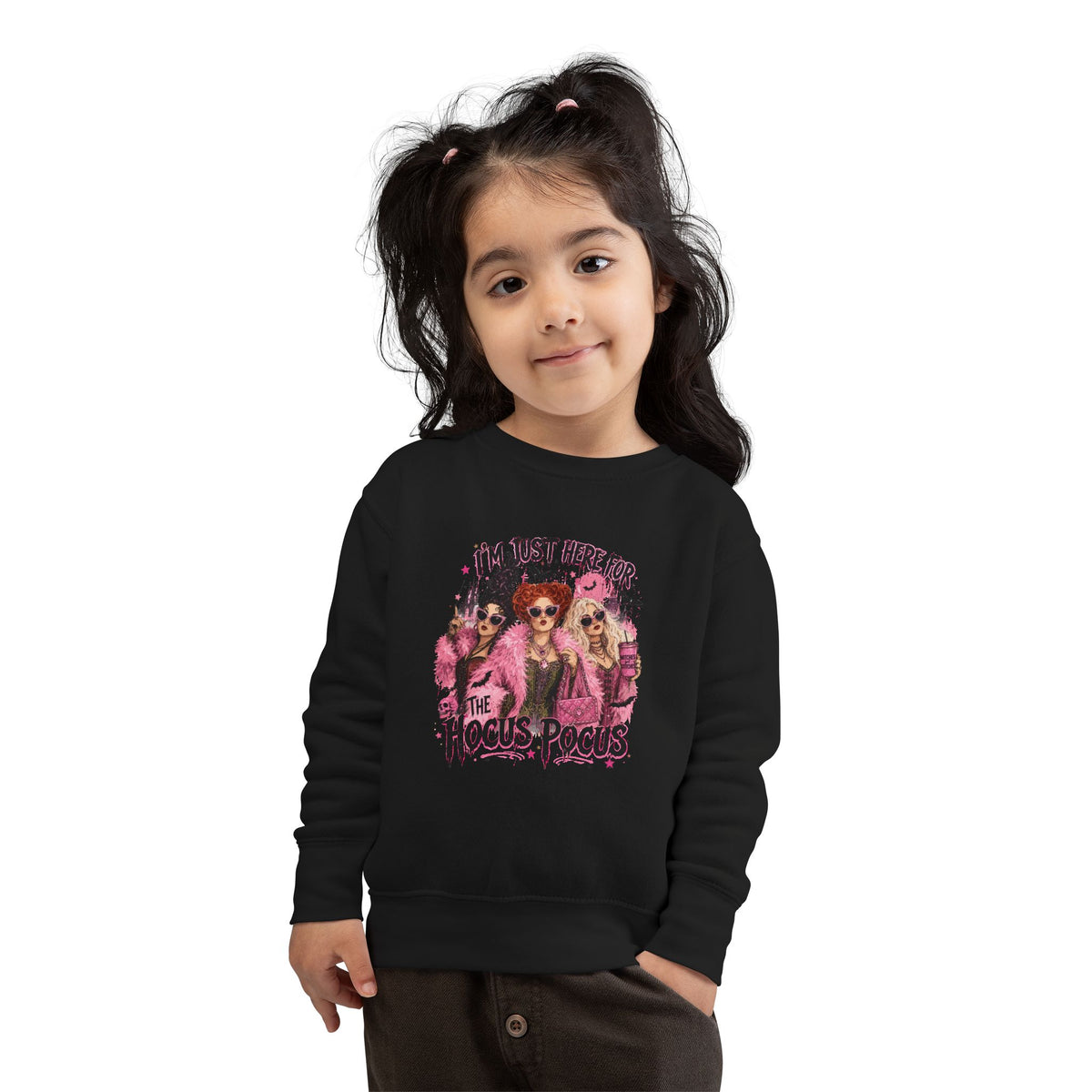 Toddler Sweatshirt — "I'm Just Here for the Hocus Pocus" Halloween Kids Pullover