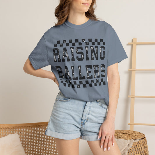Raising Ballers T-Shirt — Vintage Checkerboard Kids Basketball Parent Tee