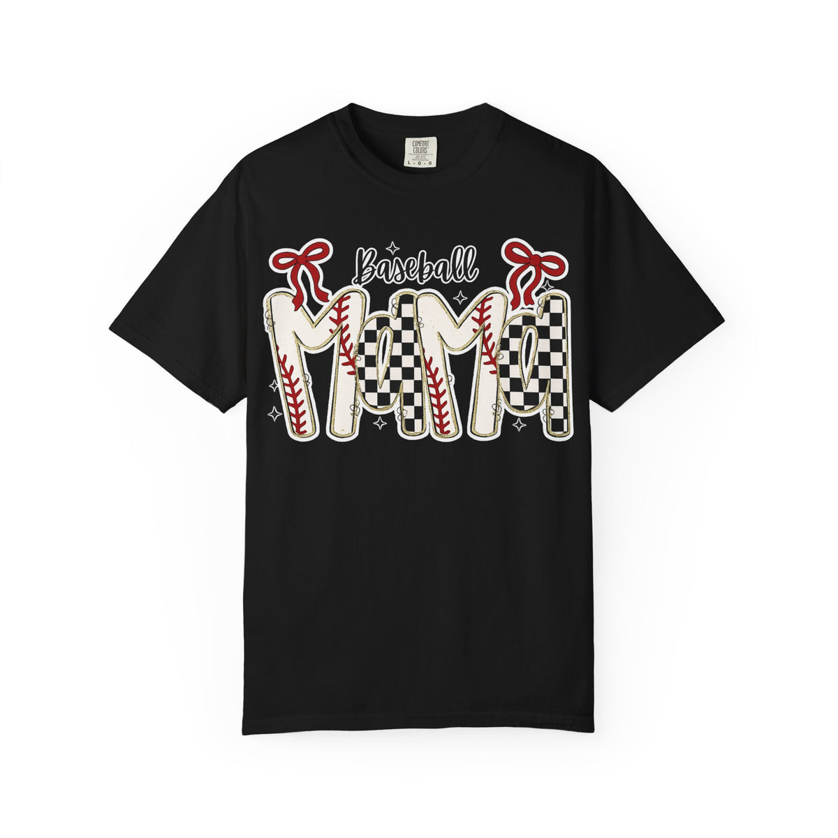 Baseball Mom T-Shirt — Vintage Checker & Stitch Graphic