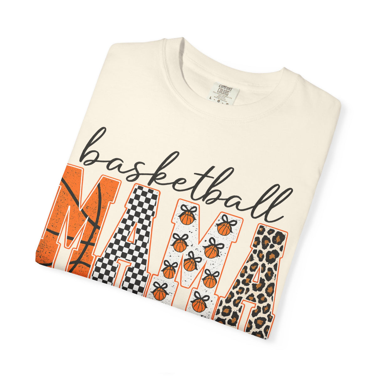 Basketball Mama T-Shirt — Leopard & Orange Pattern Mom Tee