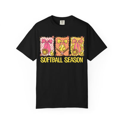 Softball Season T-Shirt — Cute Bow & Ball Graphic Tee