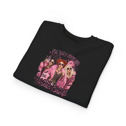 Toddler Sweatshirt — "I'm Just Here for the Hocus Pocus" Halloween Kids Pullover