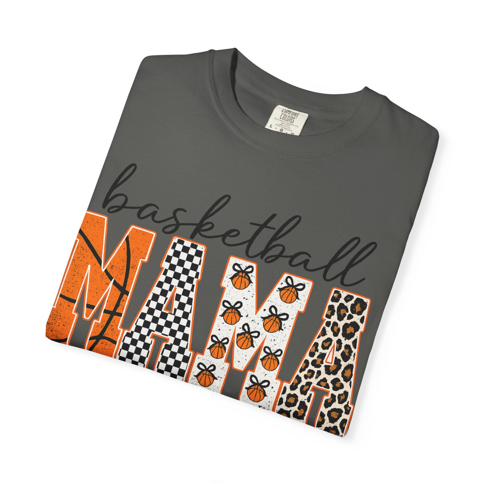 Basketball Mama T-Shirt — Leopard & Orange Pattern Mom Tee