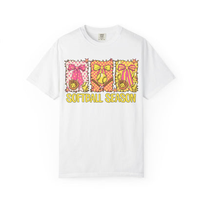 Softball Season T-Shirt — Cute Bow & Ball Graphic Tee