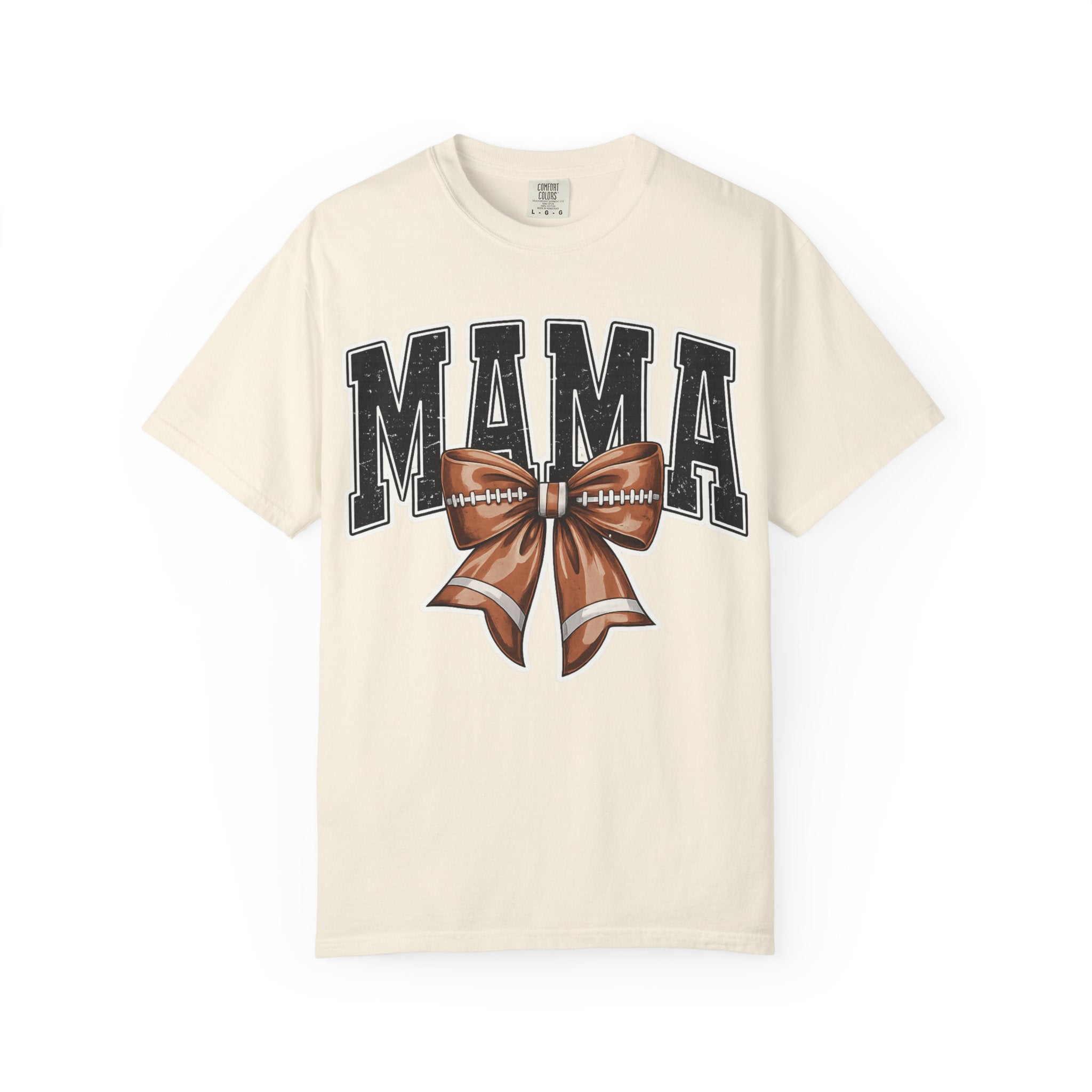 Mama Football Bow T-Shirt — Cute Mom Tailgate Tee for Game Day