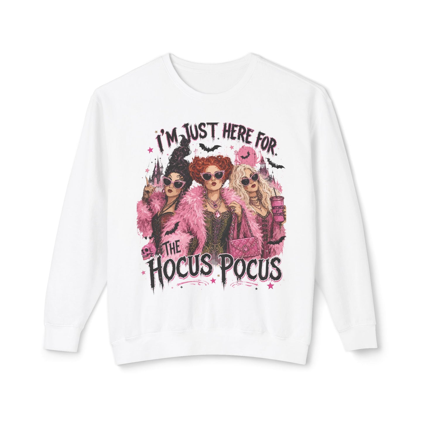 Hocus Pocus Crewneck Sweatshirt – "I'm Just Here for the Hocus Pocus" Halloween Pullover