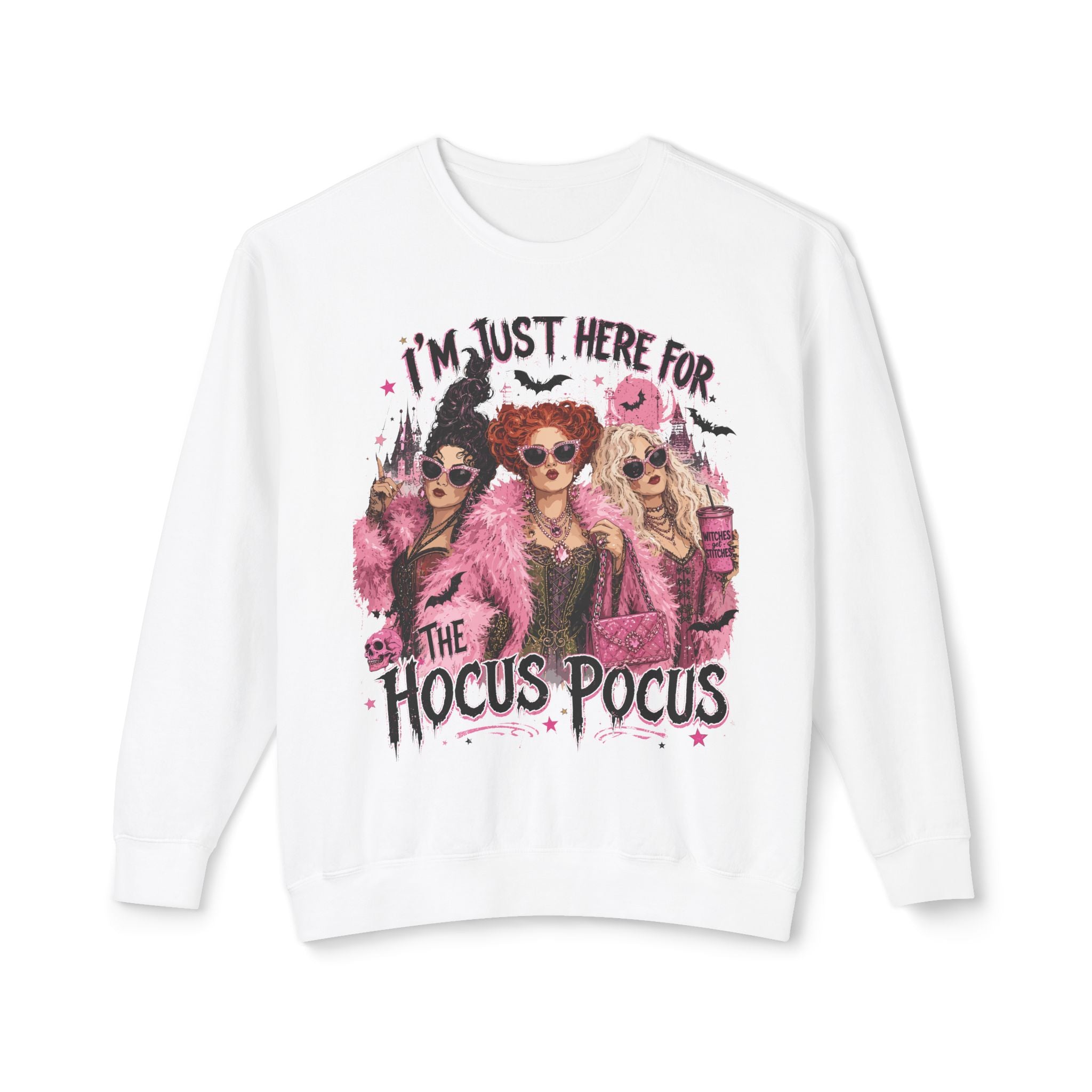 Hocus Pocus Crewneck Sweatshirt – "I'm Just Here for the Hocus Pocus" Halloween Pullover