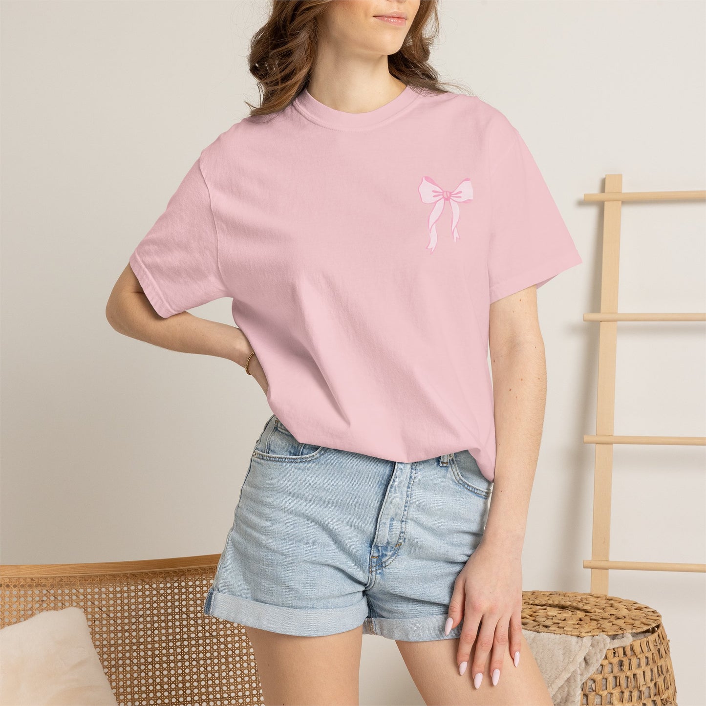 T-shirt — "Love Like Jesus" Pastel Cross & Bow Graphic
