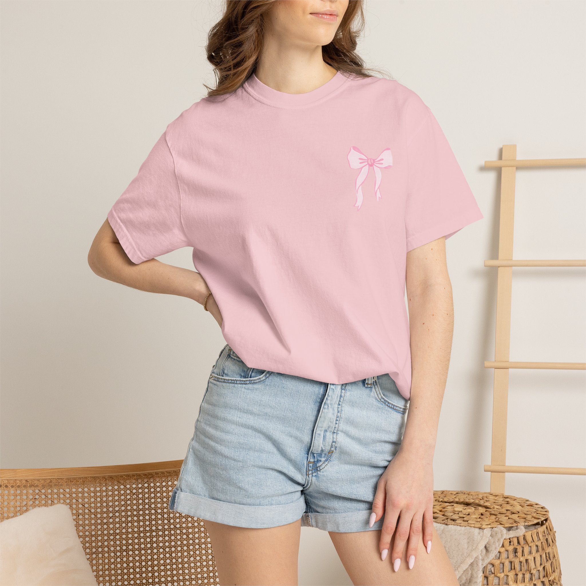 T-shirt — "Love Like Jesus" Pastel Cross & Bow Graphic