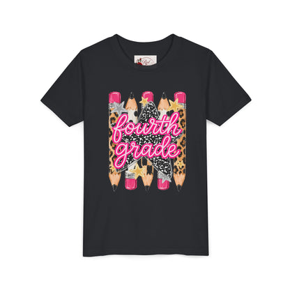 Fourth Grade Leopard Pencil Youth Tee