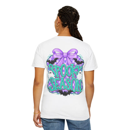 Spooky Season T-Shirt — Cute Purple Bow Ghosts Halloween Tee