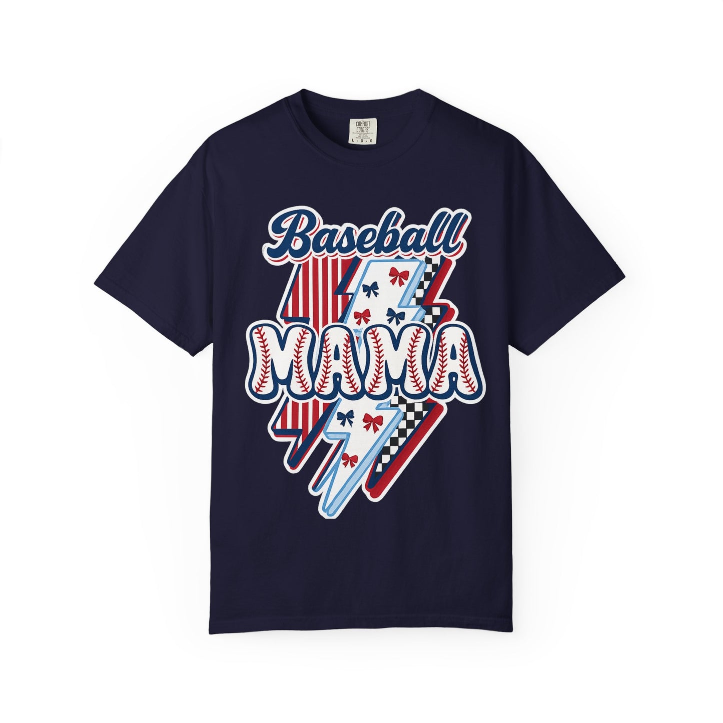 Baseball Mama T-Shirt — Retro Red & Blue Patriotic Graphic Tee