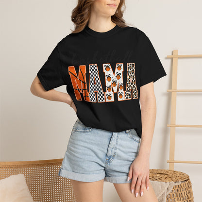 Basketball Mama T-Shirt — Leopard & Orange Pattern Mom Tee