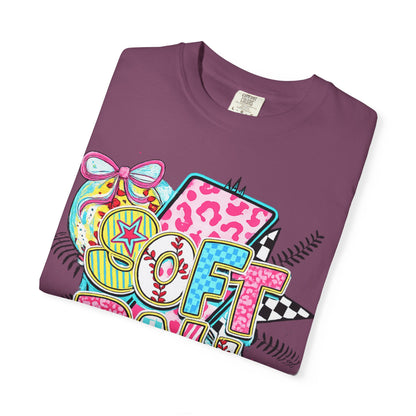 Softball Graphic T-Shirt — Colorful 'Softball' Pop Art Design