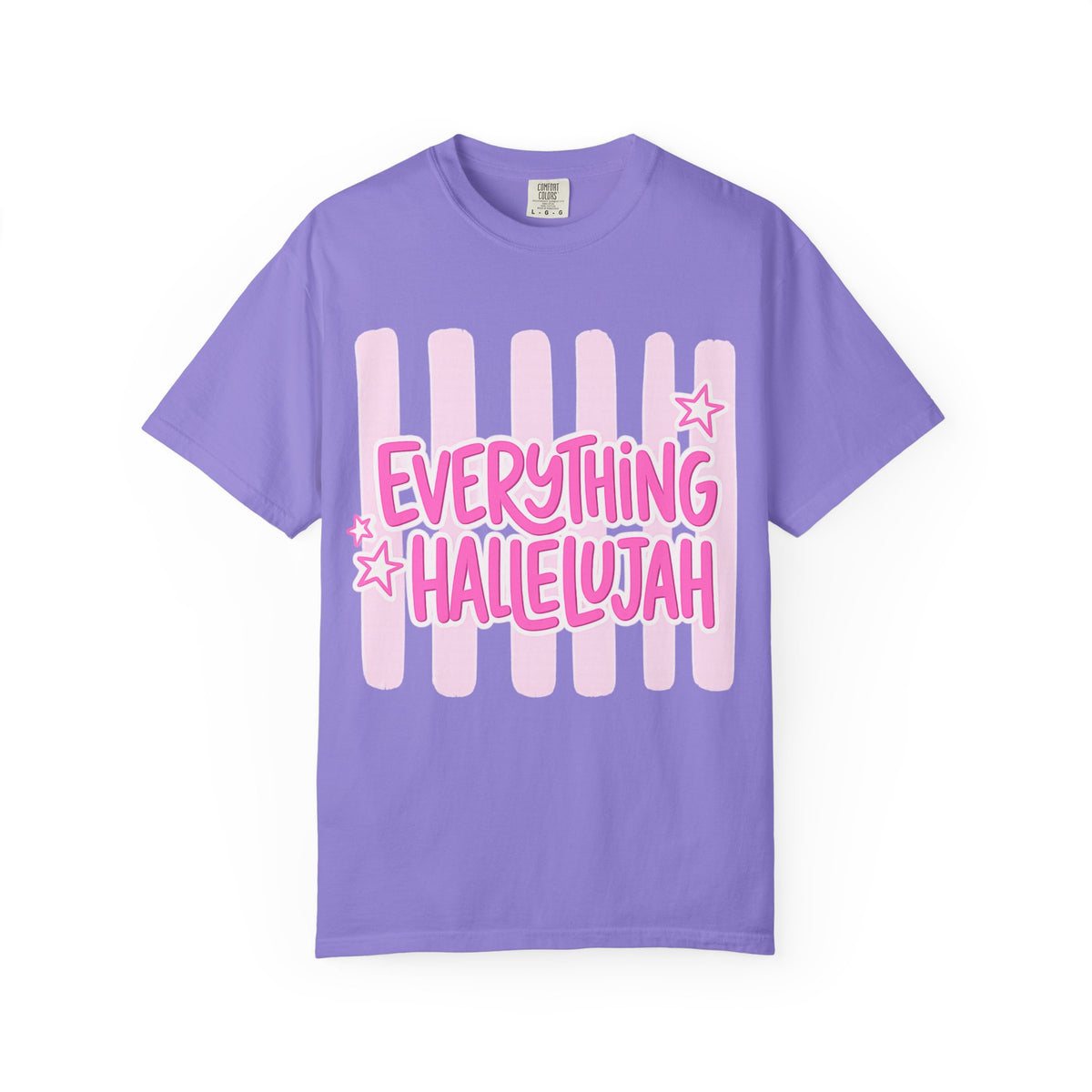 Everything Hallelujah T-Shirt — Pink Retro Stripe Graphic Tee