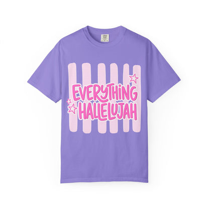 Everything Hallelujah T-Shirt — Pink Retro Stripe Graphic Tee