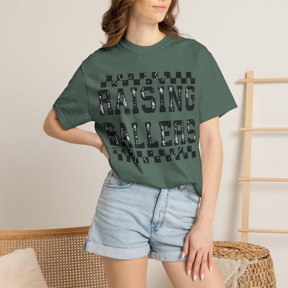 Raising Ballers T-Shirt — Vintage Checkerboard Kids Basketball Parent Tee