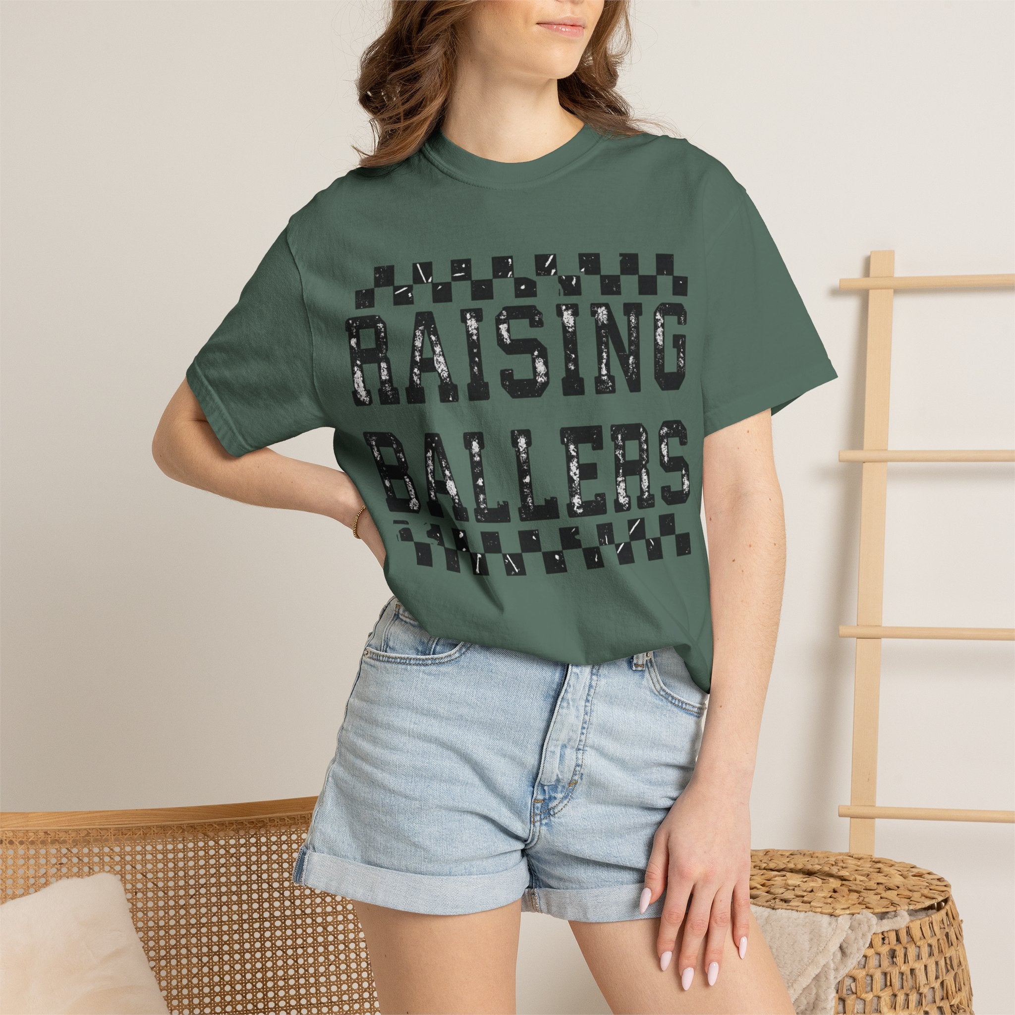 Raising Ballers T-Shirt — Vintage Checkerboard Kids Basketball Parent Tee
