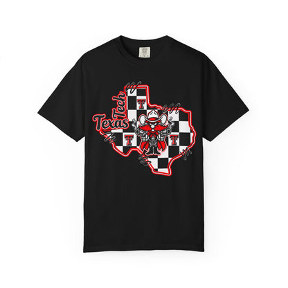 Texas Checkered Bull T-Shirt — Retro Cowboy State Graphic Tee