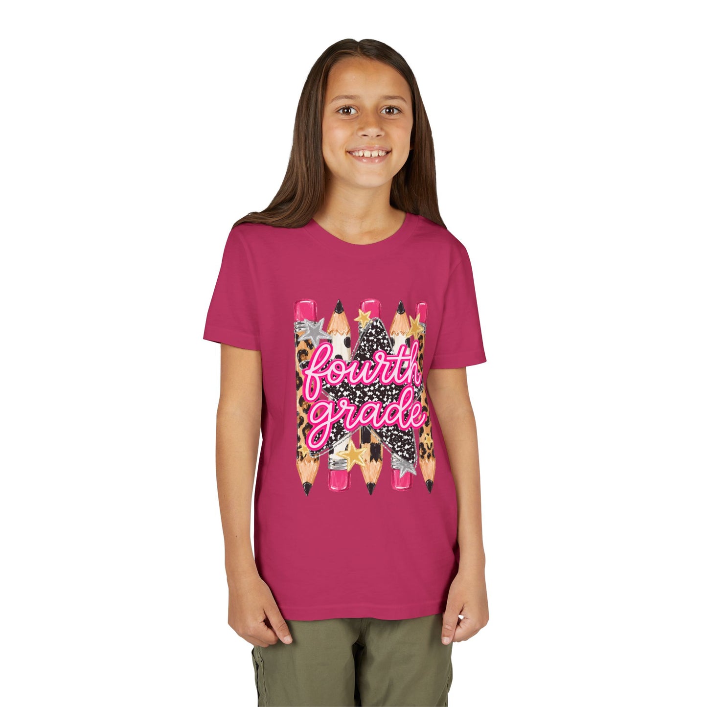 Fourth Grade Leopard Pencil Youth Tee
