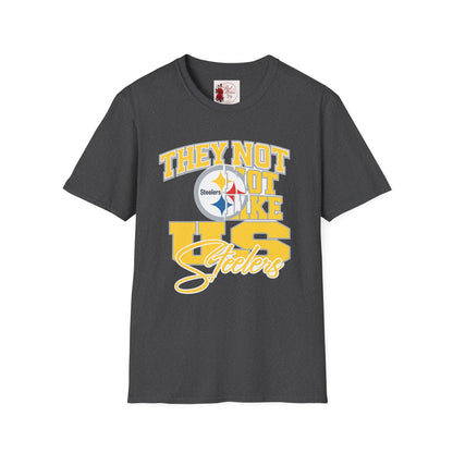 They Not Like Us Steelers T-Shirt — Vintage Yellow NFL Fan Tee