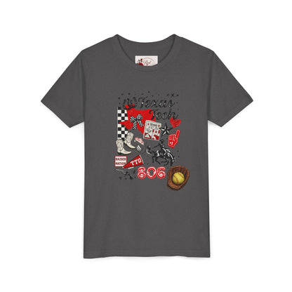 Texas Tech Youth T‑Shirt — 806 Cowboy Collage Design