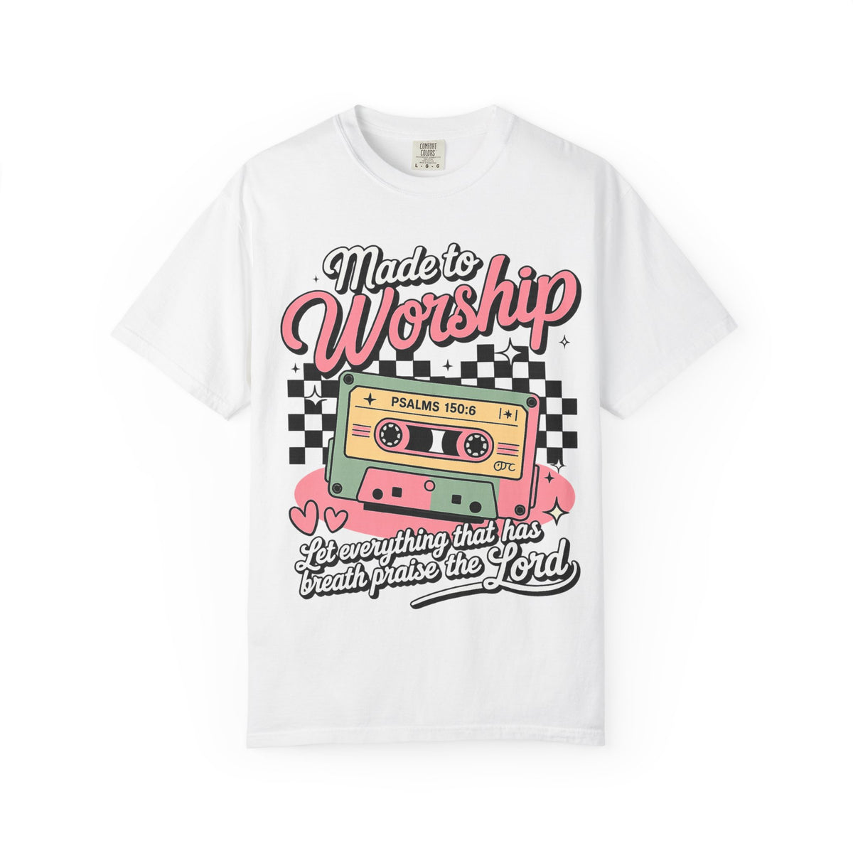 Made to Worship T‑Shirt – Retro Cassette Christian Tee (Psalm 150:6)