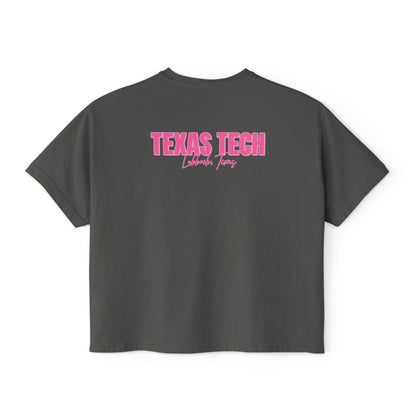 Texas Tech Lubbock Pink State Map Women's Boxy Tee