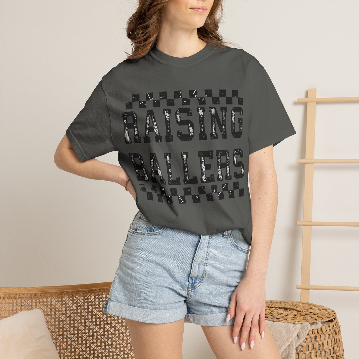 Raising Ballers T-Shirt — Vintage Checkerboard Kids Basketball Parent Tee