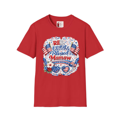 Red, White & Blessed Mamaw T-Shirt — Patriotic Grandma Tee
