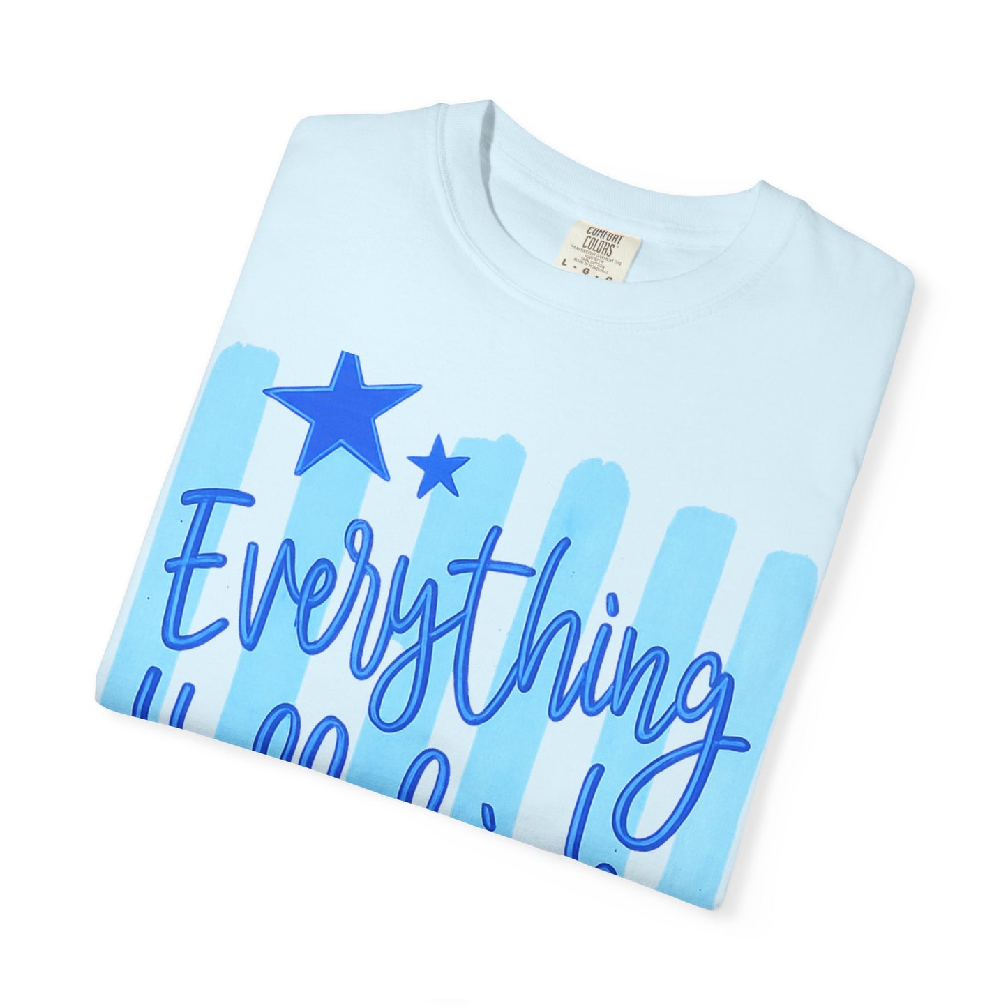 Everything Hallelujah T-Shirt — Blue Script Stars Graphic Tee