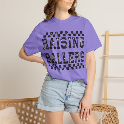 Raising Ballers T-Shirt — Vintage Checkerboard Kids Basketball Parent Tee