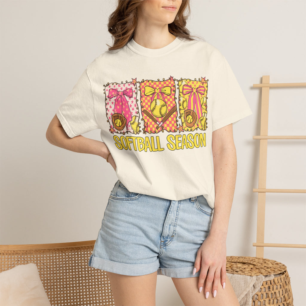 Softball Season T-Shirt — Cute Bow & Ball Graphic Tee
