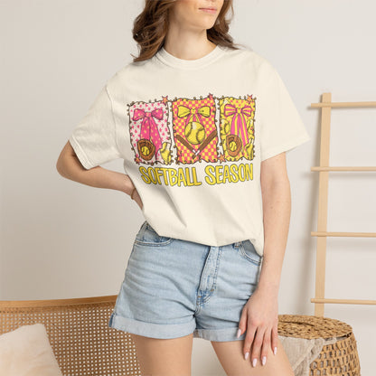 Softball Season T-Shirt — Cute Bow & Ball Graphic Tee
