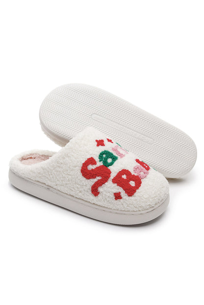 White Plush Santa Baby Christmas Asymmetric House Slippers