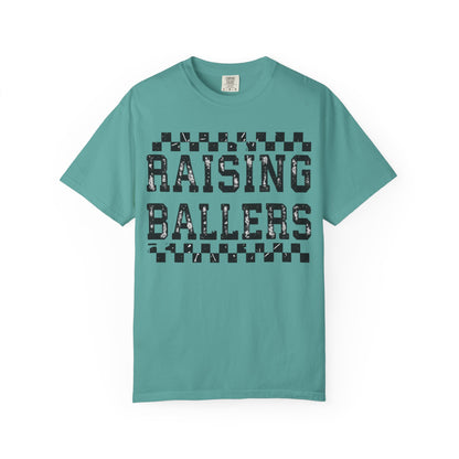Raising Ballers T-Shirt — Vintage Checkerboard Kids Basketball Parent Tee