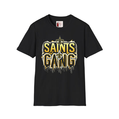 Saints Gang T-Shirt — New Orleans Football Fan Tee with Fleur-de-Lis Graphic