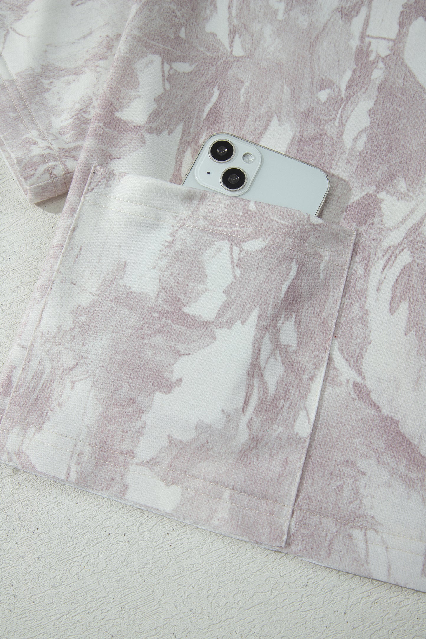 Gray Woodland Camo Print Raw Edge Cropped Top Skirt Set
