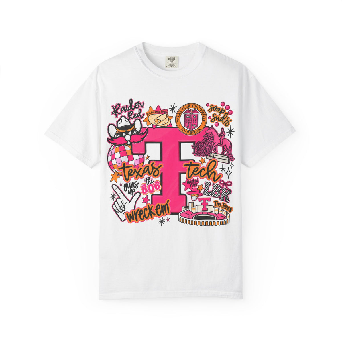 Texas Tech Collage T-Shirt — Red Raiders Icons & 'Wreck ’Em' Graphic